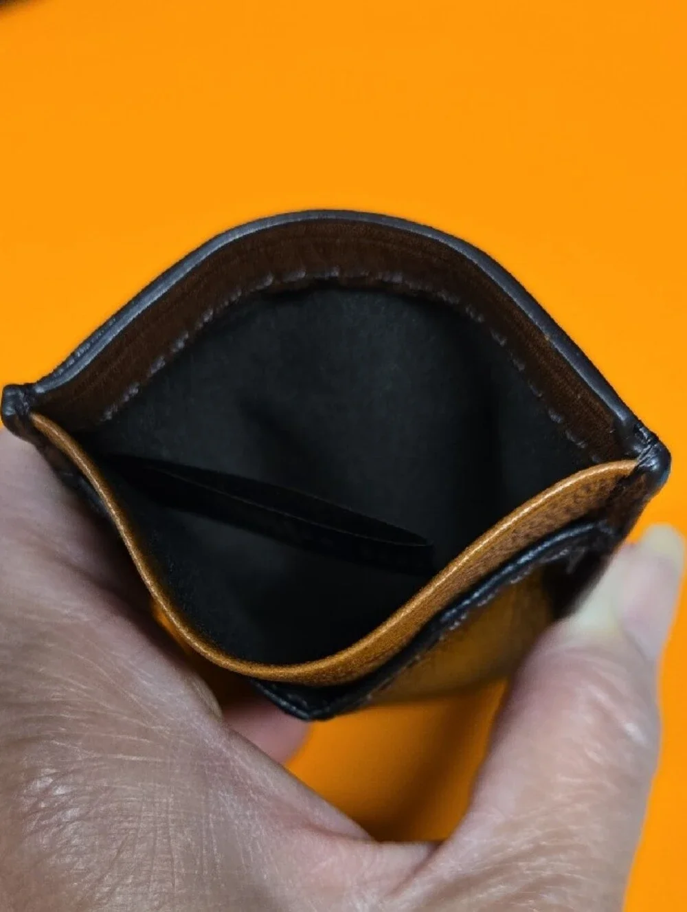 Fossil Black & Brown Leather Card Sleeve/Money Clip 3